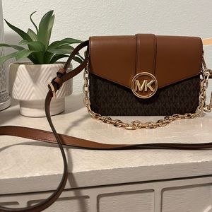 Michael Kors Carmen Brown Small Flap Xbody.  NWT